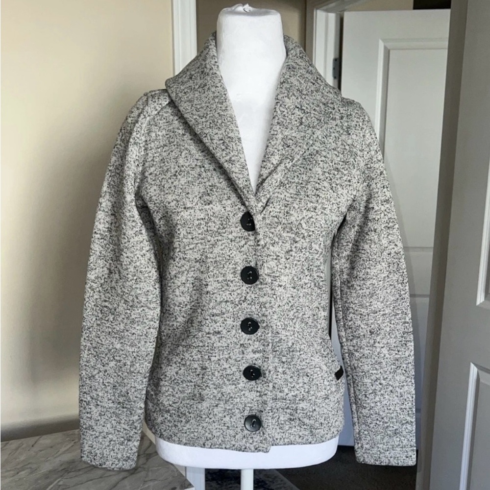 Merrell Arabella Gray Fleece Lined Button Front Cardigan Sweater